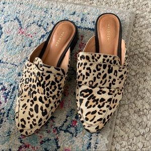 Halogen Leopard Print Genuine Calf Hair Mules 7